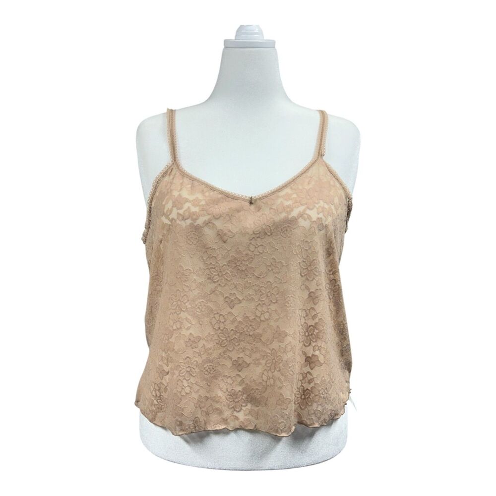 NEW Hanky Panky Floral Lace Sheer Strappy Camisole Sz 1X Taupe
